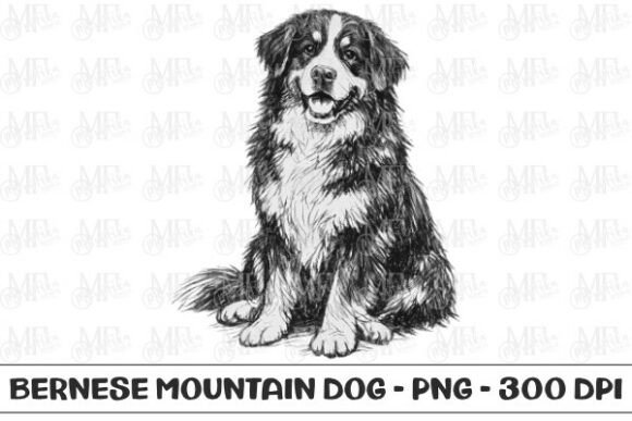 Bernese Mountain Dog Sketch PNG for Creators