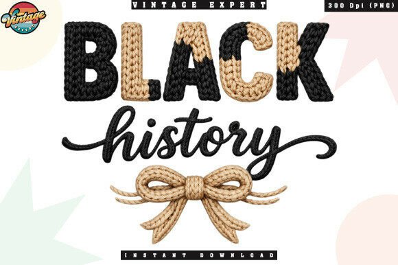 Black History Crochet Yarn Faux PNG