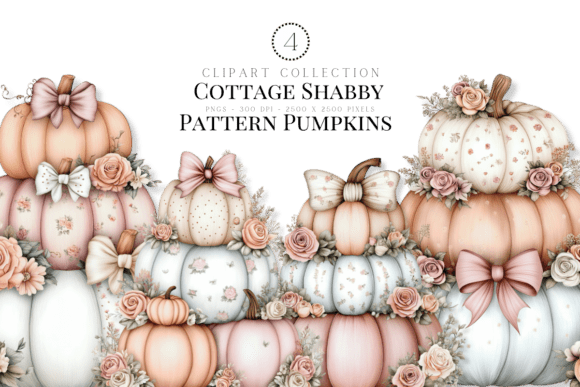 Cottage Shabby Pattern Pumpkins for Autumn Crafts