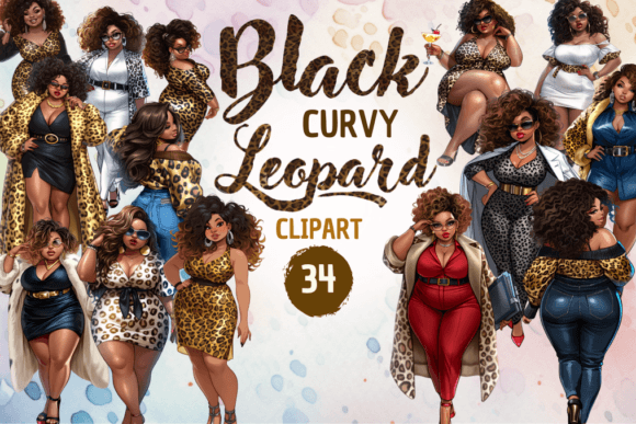 Curvy Black Leopard Girls - Clipart: A Guide to Bold, High-Resolution Digital Assets