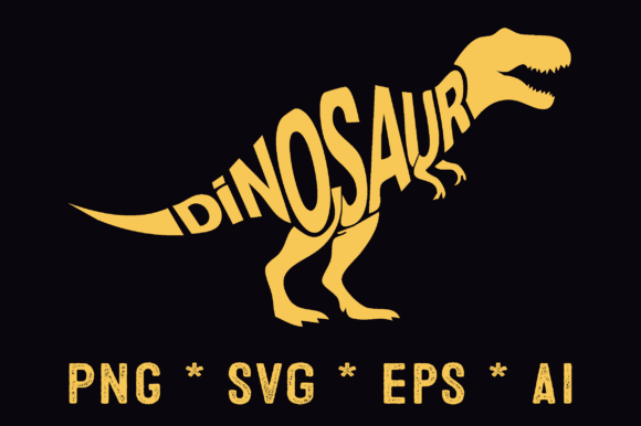 Dinosaur Wordart Typography Silhouette Guide