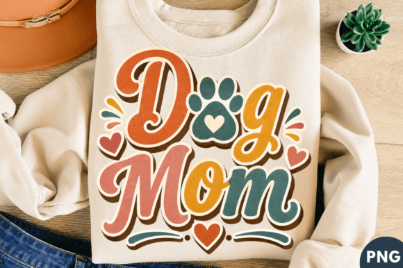 Dog Mom Paw Print T-Shirt PNG Design