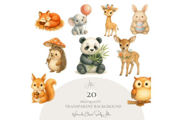 Enhancing Digital Creativity with the Cute Woodland Animals Aquarell Clipart Set