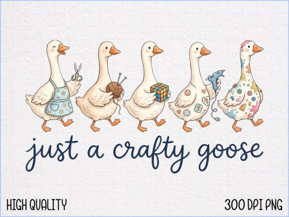 Evaluating the Cute Crafting Goose Illustration PNG for Creative Projects