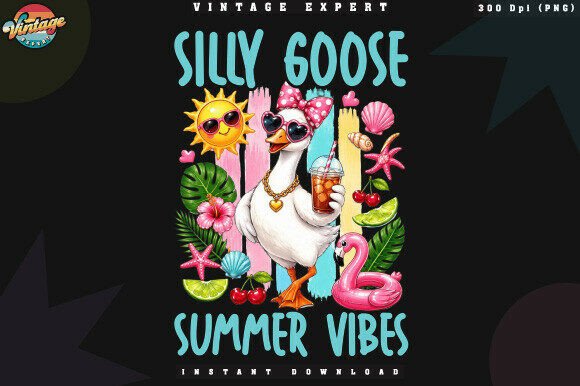 Integrating the Silly Goose Summer Vibes Retro Beach PNG into Your Creative Workflow