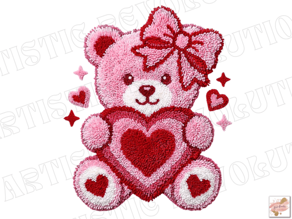 Latch Hook Yarn Valentine Teddy Bear PNG