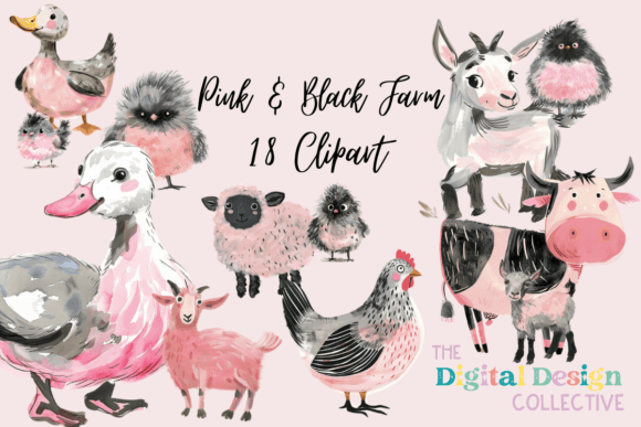 Pink Farm Barnyard Watercolor Clip Art: Elevate Your Creative Projects