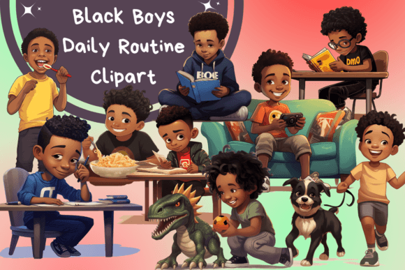 Strategic Visual Storytelling: Leveraging Black Boys Reading and Studying Clipart for Brand Impact