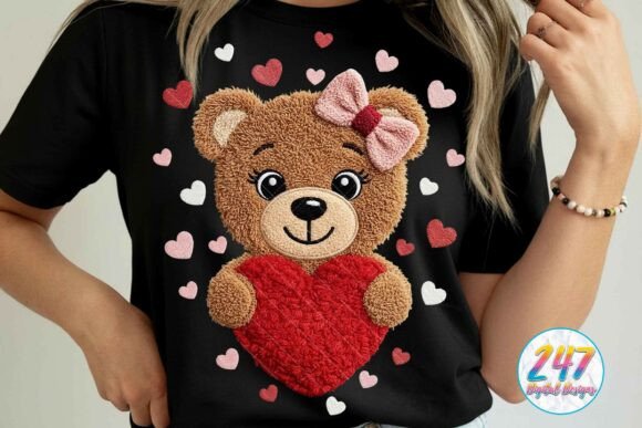 Teddy Bear with Heart Latch Hook Yarn Design