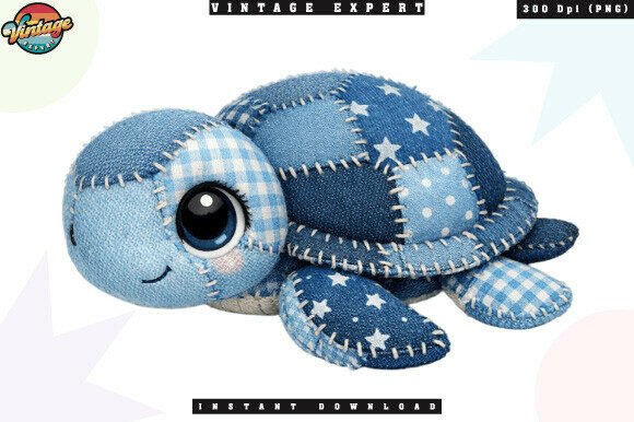 The Art of Digital Craftsmanship: Elevating Designs with Handmade Patchwork Denim Turtle PNGs