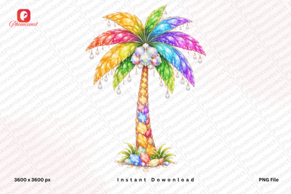 Unleashing Tropical Glamour: The Rise of the Rainbow Rhinestone Palm Tree PNG