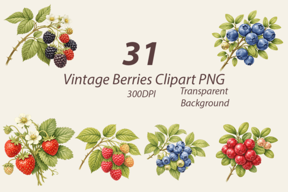 Vintage Berries Clipart PNG: Elevating Your Creative Projects with Botanical Charm