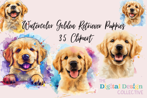 Watercolor Golden Retriever Clipart: Elevating Modern Digital and Paper Crafts