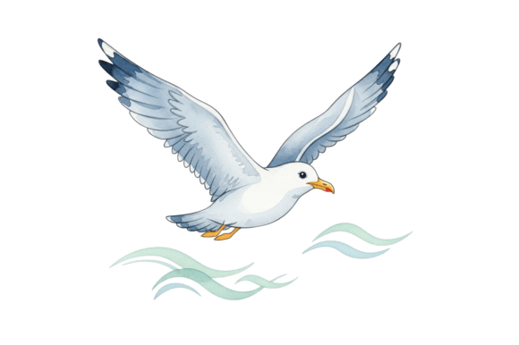 Watercolor Seagull Flying over Waves: Elevating Your Summer Design Projects
