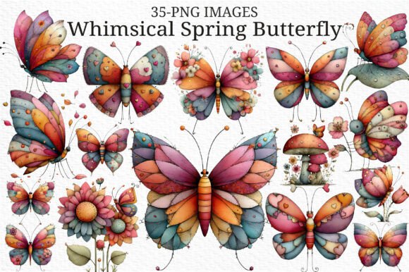 Whimsical Spring Butterfly Clipart PNG